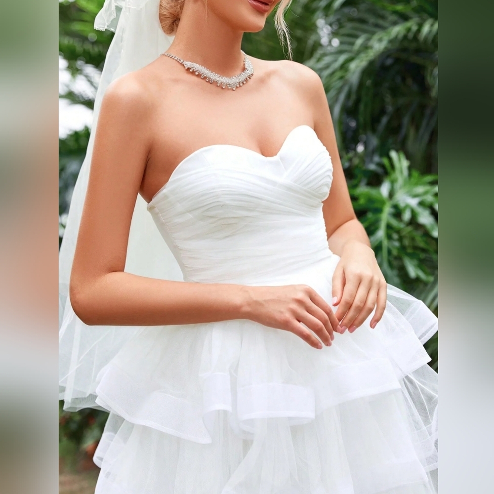 Faeriesty Romantic Ruffle Layered Hem Tube Gown Dress